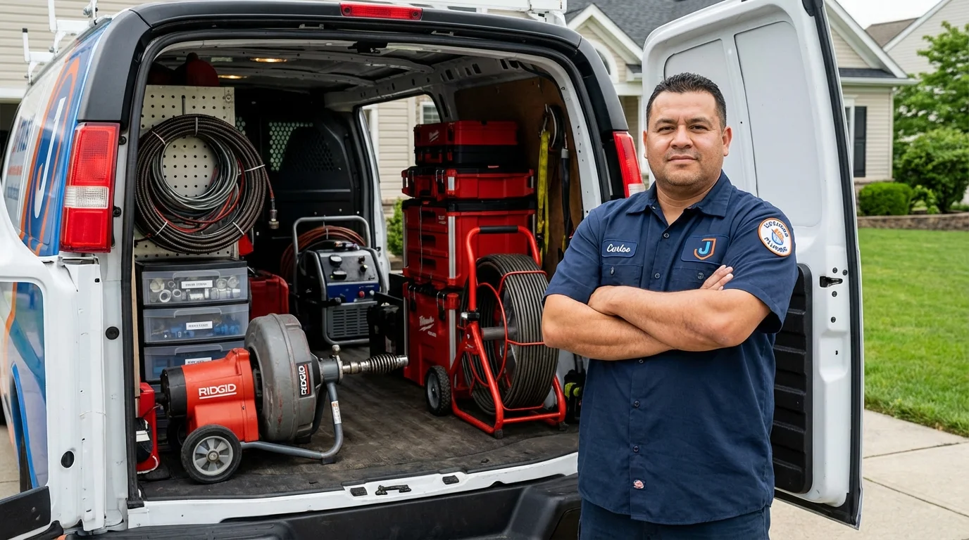 Professional drain cleaning equipment and Johns Plumbing LLC plumber in Sidney